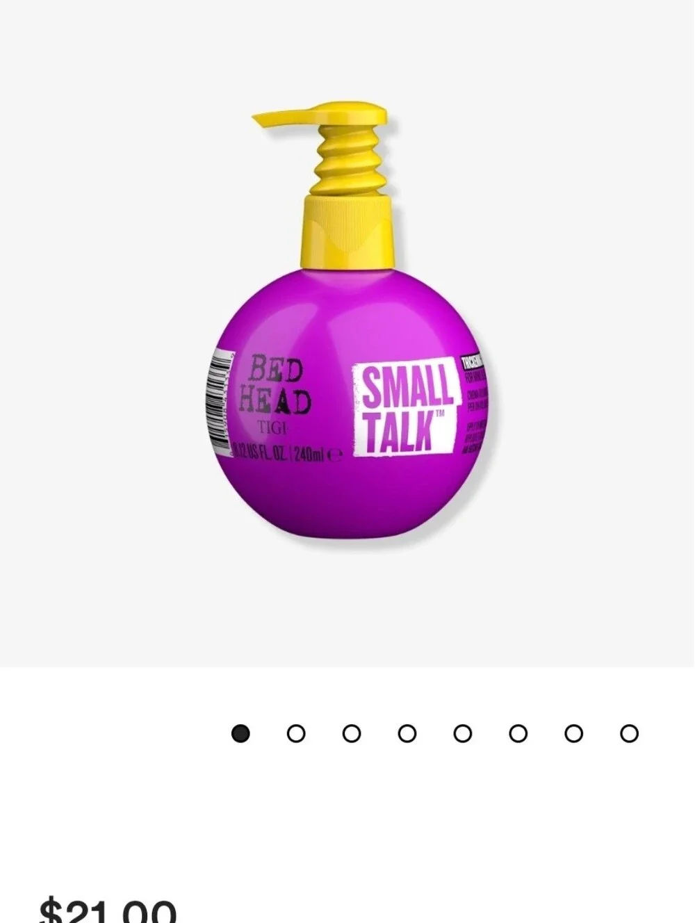 BedHead Small Talk Styling Cream — Bright Purple with Yellow Pump